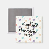 Diamond in een Rhinestone-wereld Magneet (Voorkant / Achterkant)