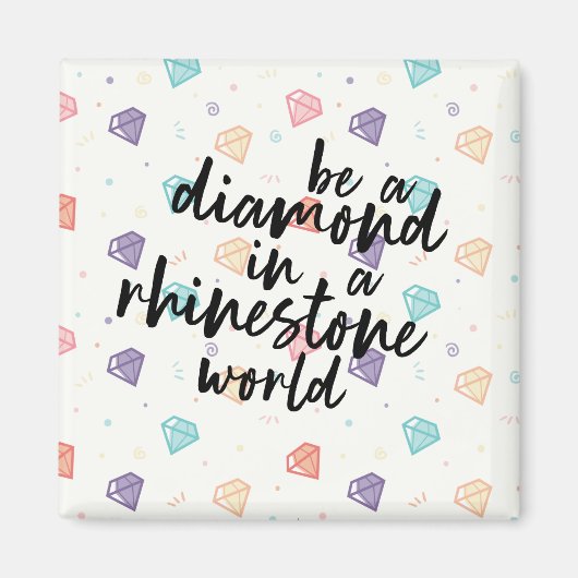 Diamond in een Rhinestone-wereld Magneet (Voorkant)