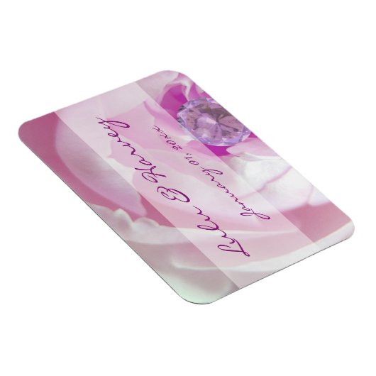 Diamond in een roze roze bruiloft magneet (Rechterzijde)
