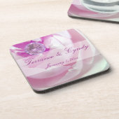 Diamond in een roze roze bruiloft onderzetter (Linkerzijde)