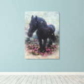 DIAMOND in Flowers ~ Wrapped Canvas Afdruk (Insitu (Houten vloer))