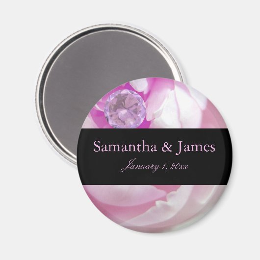 Diamond in Pink Rose Personal Wedding Magneet (Voorkant / Achterkant)