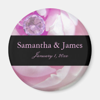 Diamond in Pink Rose Personal Wedding Magneet