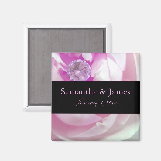 Diamond in Pink Rose Personal Wedding Magneet (Voorkant / Achterkant)