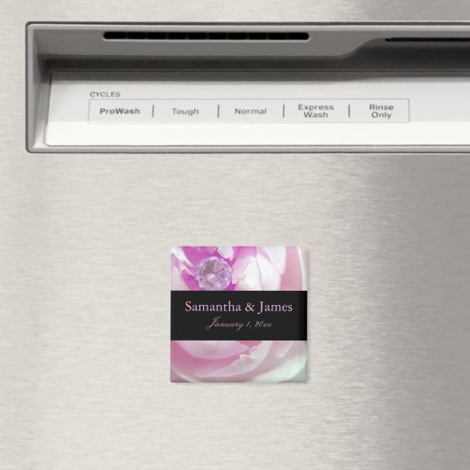 Diamond in Pink Rose Personal Wedding Magneet (Insitu (Vaatwasser))