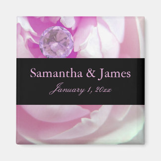 Diamond in Pink Rose Personal Wedding Magneet