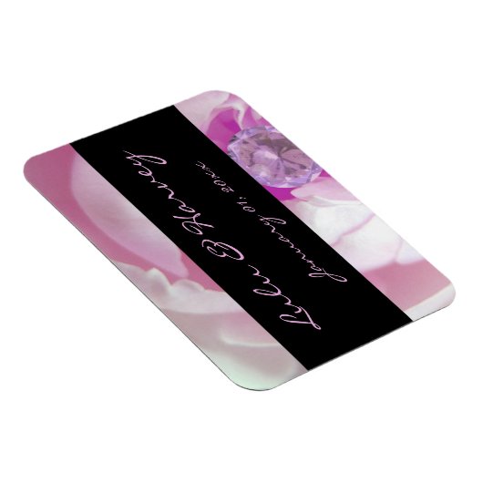Diamond in Pink Rose Personal Wedding Magneet (Rechterzijde)