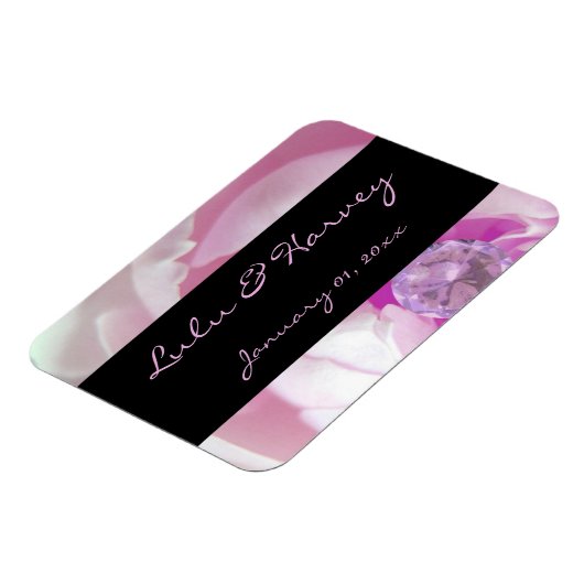 Diamond in Pink Rose Personal Wedding Magneet (Linkerzijde)