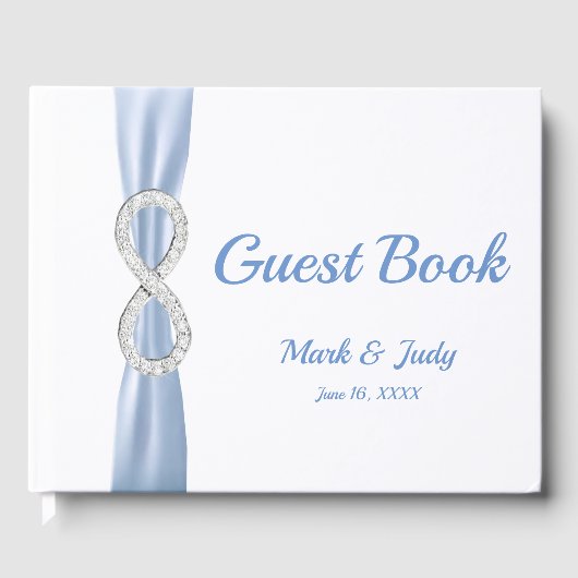 Diamond Infinity Blue Ribbon Wedding Guestbook Gastenboek (Voorkant)