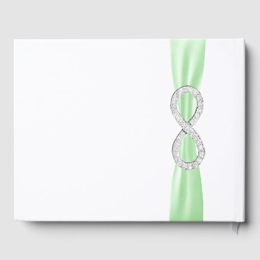 Diamond Infinity Green Ribbon Wedding Guestbook Gastenboek (Achterkant)