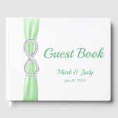 Diamond Infinity Green Ribbon Wedding Guestbook Gastenboek (Voorkant)