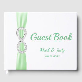 Diamond Infinity Green Ribbon Wedding Guestbook Gastenboek