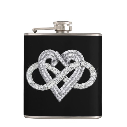 Diamond Infinity Heart Flask Heupfles (Voorkant)