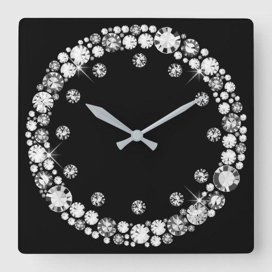 Diamond Infinity Vierkante Klok (Voorkant)