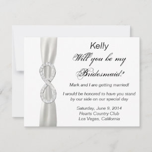 Diamond Infinity White Wedding Bridesmaid Kaart