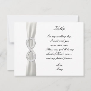 Diamond Infinity White Wedding Maid of Honor Kaart