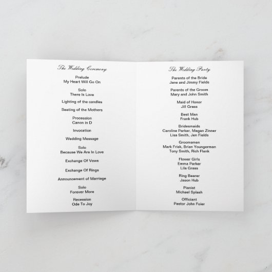 Diamond Infinity White Wedding Program Kaart (Binnen)