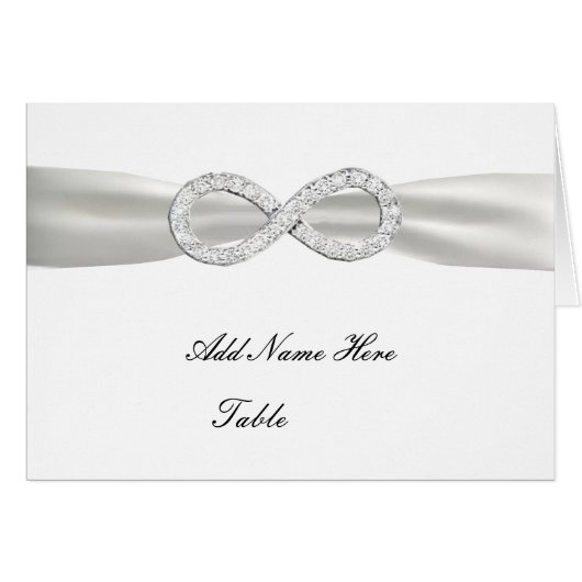 Diamond Infinity White Wedding Table Place Card (Voorkant Horizontaal)