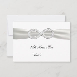 Diamond Infinity White Wedding Table Place Card Kaart