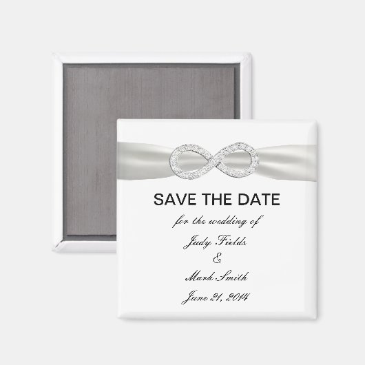 Diamond Infinity WhiteWedding Save the Date Magnet (Voorkant / Achterkant)