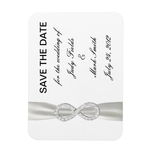 Diamond Infinity WhiteWedding Save the Date Magnet Magneet (Verticaal)