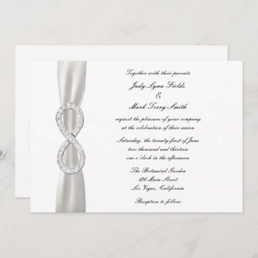 Diamond Infinity Wit Bruiloft Uitnodiging (Voorkant / Achterkant)