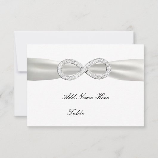 Diamond Infinity Witte Trouwtafel Plaatshouderkaar Kaart (Voorkant)