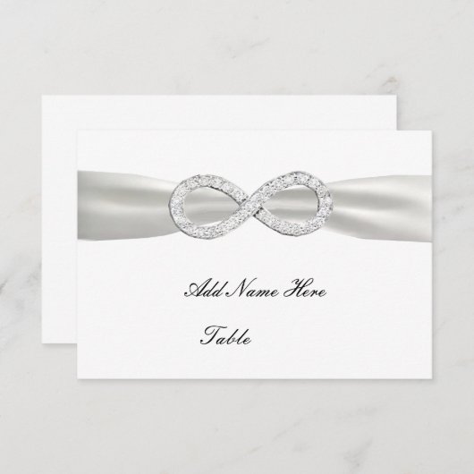Diamond Infinity Witte Trouwtafel Plaatskaart (Voorkant / Achterkant)