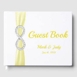 Diamond Infinity Yellow Ribbon Wedding Guestbook Gastenboek