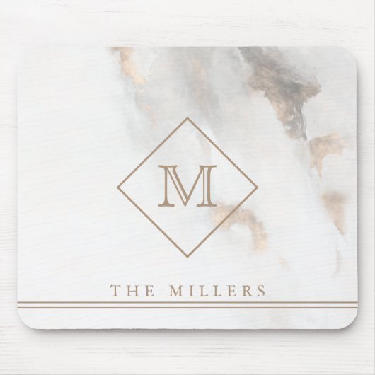 Diamond Initiaal Monogram, gepersonaliseerd grijze Muismat (Voorkant)