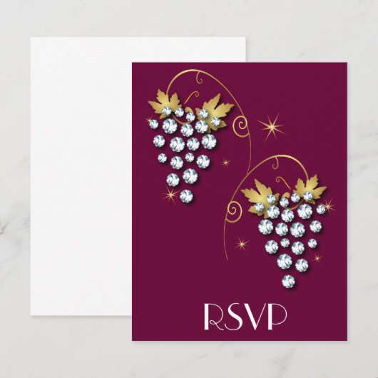 Diamond Invitations Grapes Design Kaart (Voorkant / Achterkant)