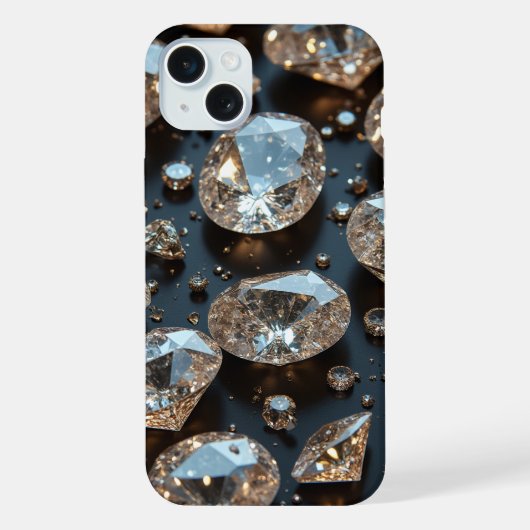 Diamond iPhone Hoesje ziet eruit als echte diamant 15 Plus Case (Achterkant)