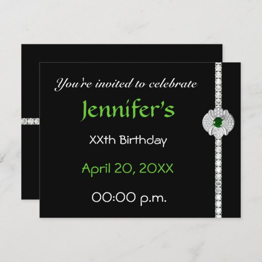 Diamond jarig kaart (Voorkant / Achterkant)