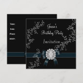 Diamond Jewel Black Bow Silver Kaart (Voorkant / Achterkant)