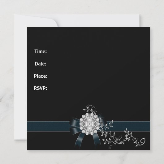 Diamond Jewel Black Bow Silver Kaart (Achterkant)