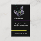 Diamond Jewel Rhinestone Butterfly Visitekaartje (Voorkant)