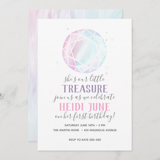 Diamond Jewel-uitnodiging Kaart (Voorkant / Achterkant)