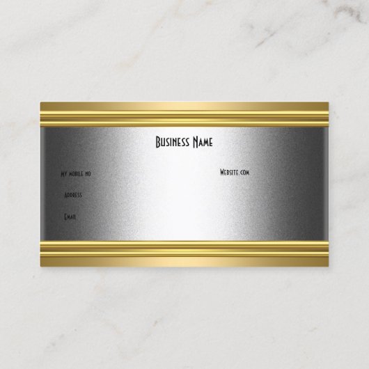 Diamond Jewel Zebra Gold op Gold Silver Elegant Visitekaartje (Achterkant)