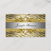 Diamond Jewel Zebra Gold op Gold Silver Elegant Visitekaartje (Voorkant)