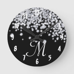 Diamond Jewelry Monogram Initiaal Wall Clock Ronde Klok
