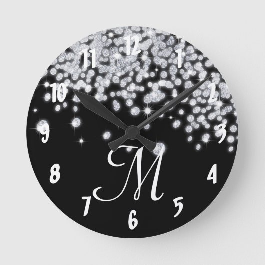 Diamond Jewelry Monogram Initiaal Wall Clock Ronde Klok (Voorkant)