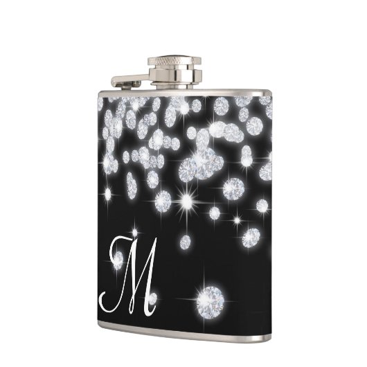 Diamond Jewels Jewelry Glit Monogram Whiskey Flask Heupfles (Links)