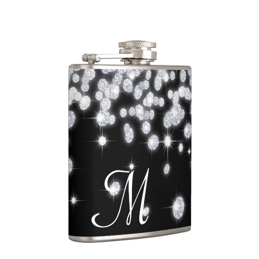 Diamond Jewels Jewelry Glit Monogram Whiskey Flask Heupfles (Rechts)
