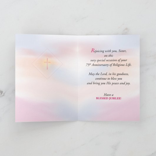 Diamond Jubilee, 75 jaar als non Kaart (Binnen)