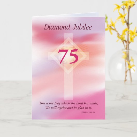 Diamond Jubilee, 75 jaar als non Kaart (Gele Bloem)