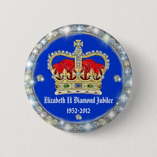 Diamond Jubilee Crown Badge Ronde Button 5,7 Cm (Voorkant)
