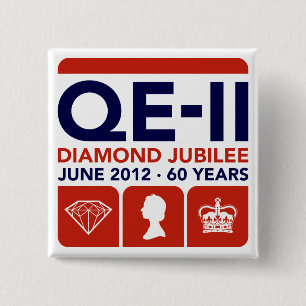 Diamond Jubilee Herdenking T-Shirt Vierkante Button 5,1 Cm