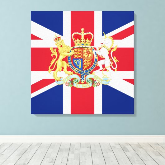 Diamond Jubilee Union Flag and Royal Crest Canvas Afdruk (Insitu (Houten vloer))