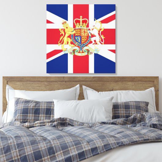 Diamond Jubilee Union Flag and Royal Crest Canvas Afdruk (Insitu (Slaapkamer))