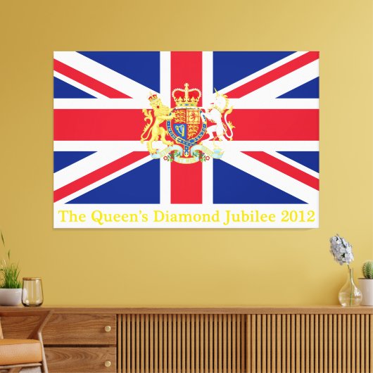 Diamond Jubilee Union Flag and Royal Crest Canvas Afdruk (Insitu (Woonkamer))